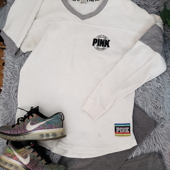 PINKbyV.S. | White/Rainbow Varsity Long Sleeve! - Picture 7 of 8